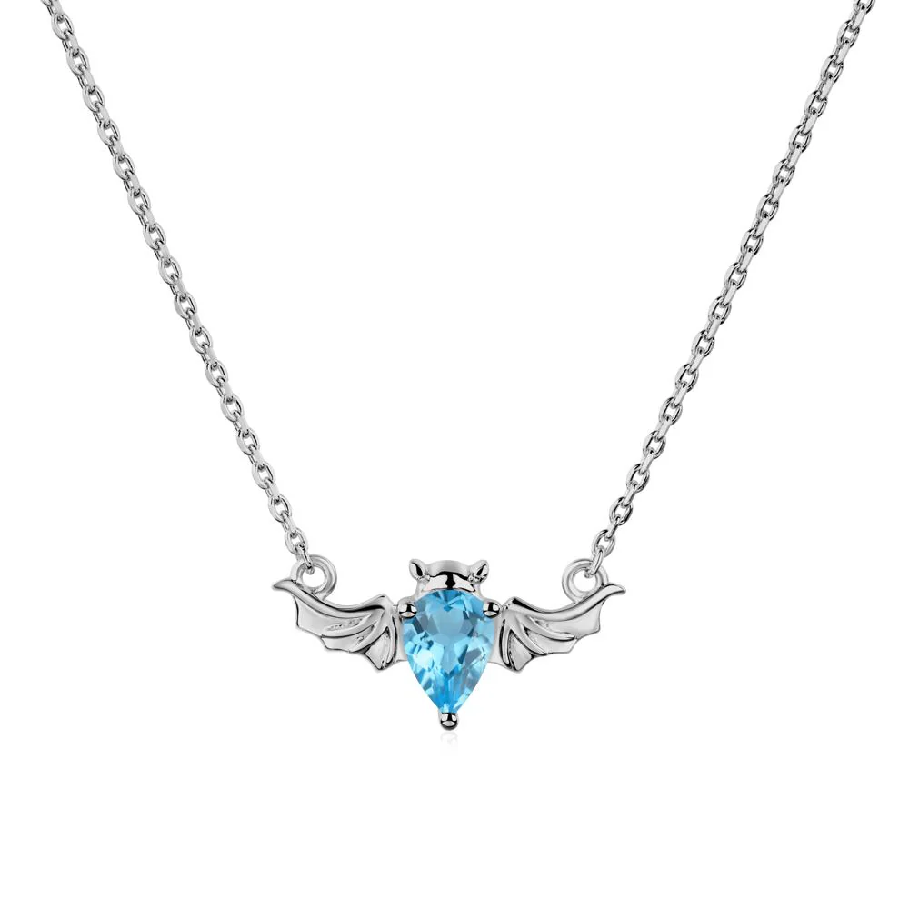 Swiss Blue Topaz Bat Wing Necklace - Image 8