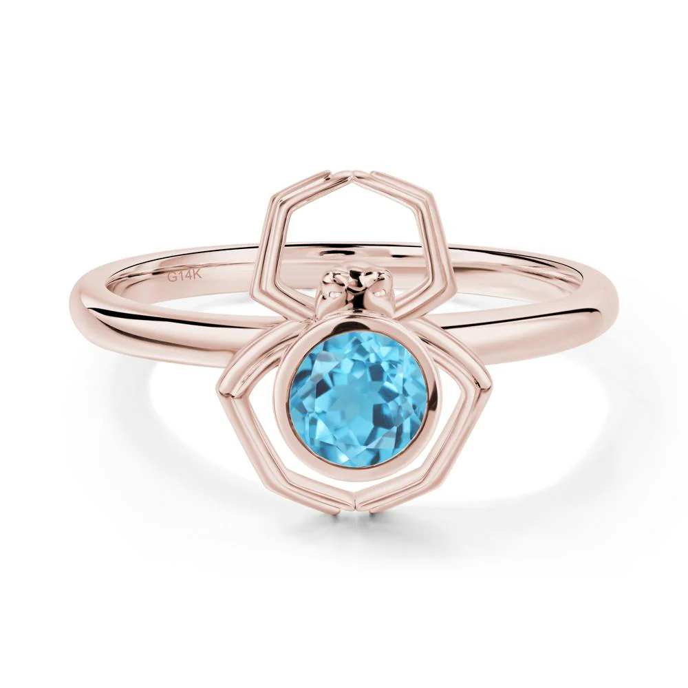 Swiss Blue Topaz Bezel Set Spider Ring - Image 6