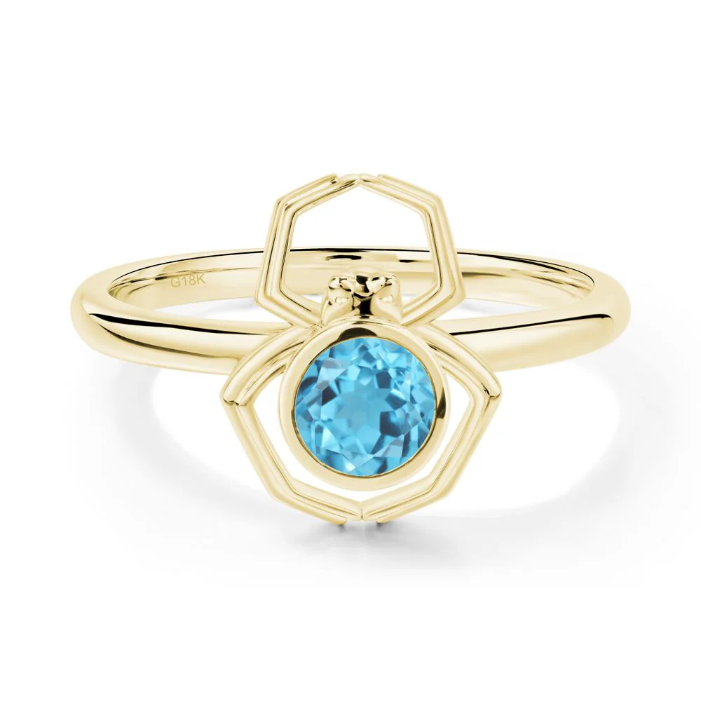 Swiss Blue Topaz Bezel Set Spider Ring - Image 8