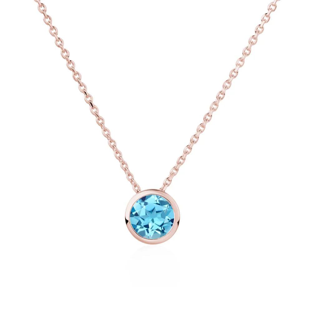 Swiss Blue Topaz Bezel Solitaire Necklace - Image 9