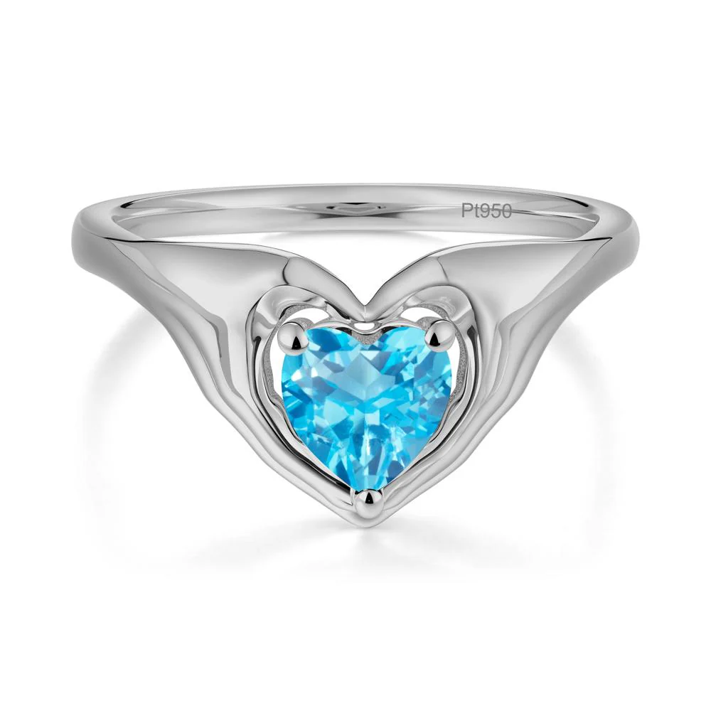 Swiss Blue Topaz Claddagh Promise Ring - Image 3