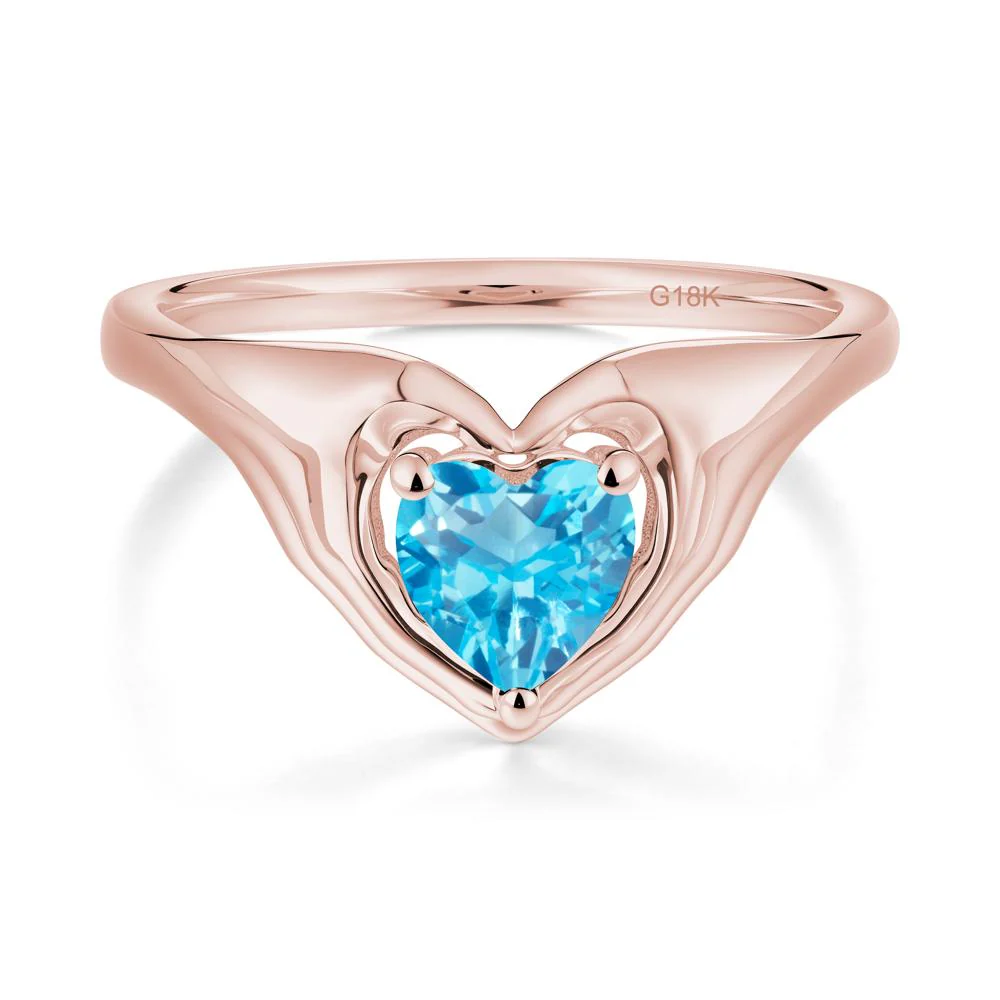 Swiss Blue Topaz Claddagh Promise Ring - Image 4
