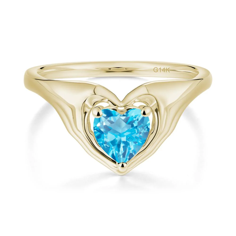 Swiss Blue Topaz Claddagh Promise Ring - Image 8