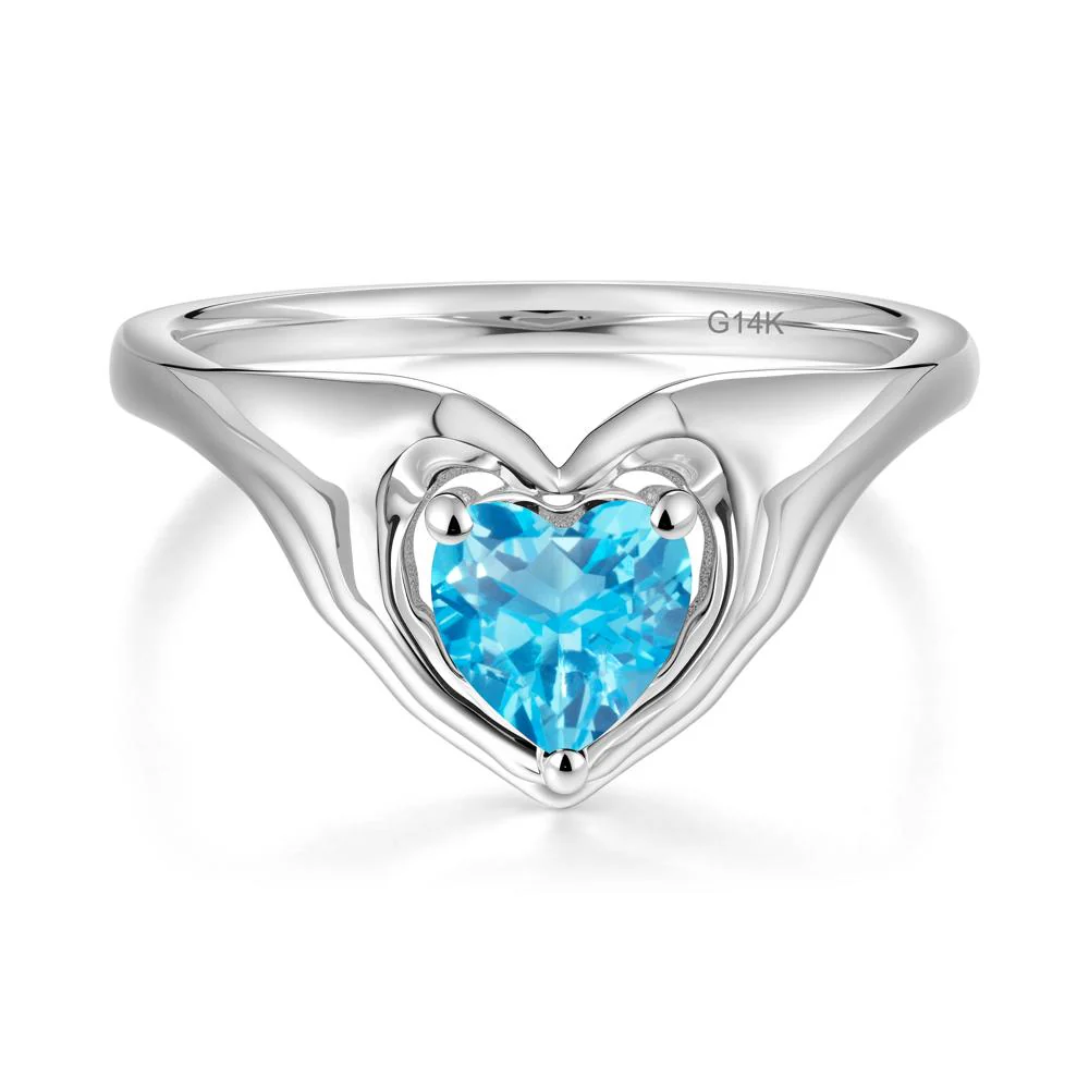 Swiss Blue Topaz Claddagh Promise Ring - Image 9