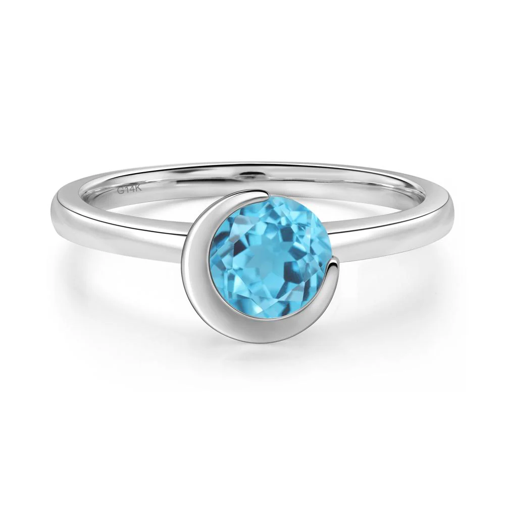 Swiss Blue Topaz Crescent Moon Ring - Image 6