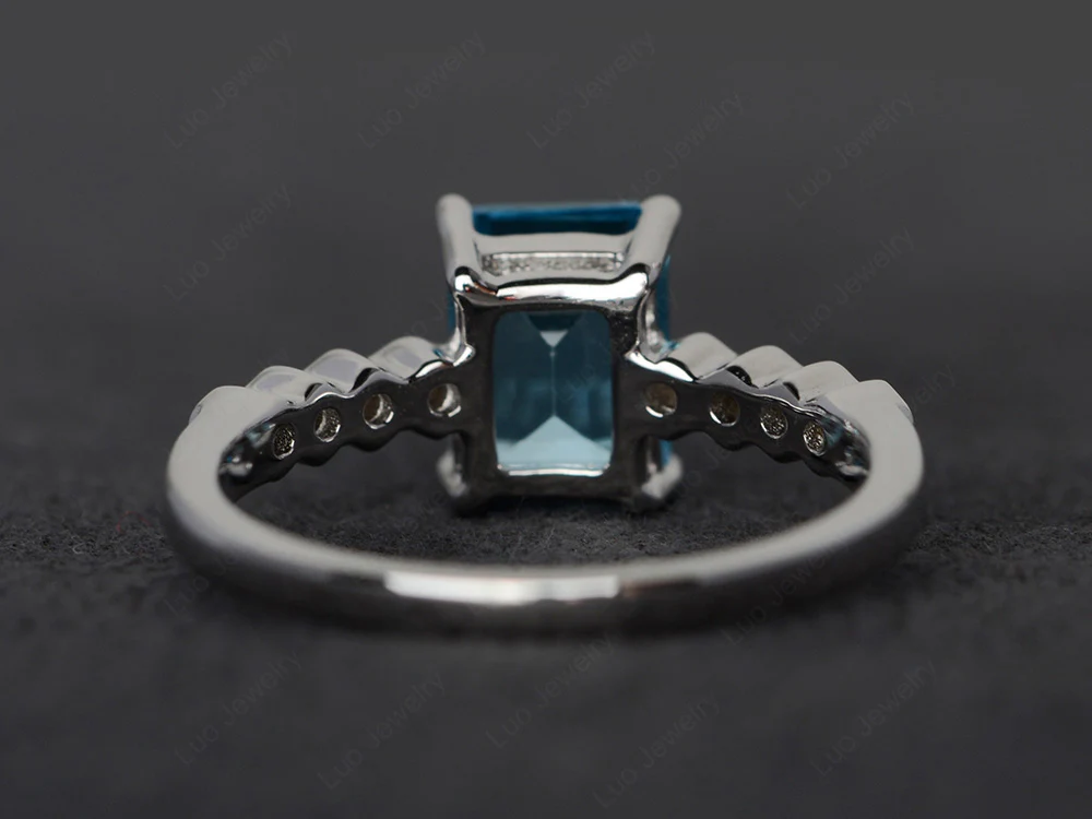 Swiss Blue Topaz Engagement Honeycomb Ring - Image 3