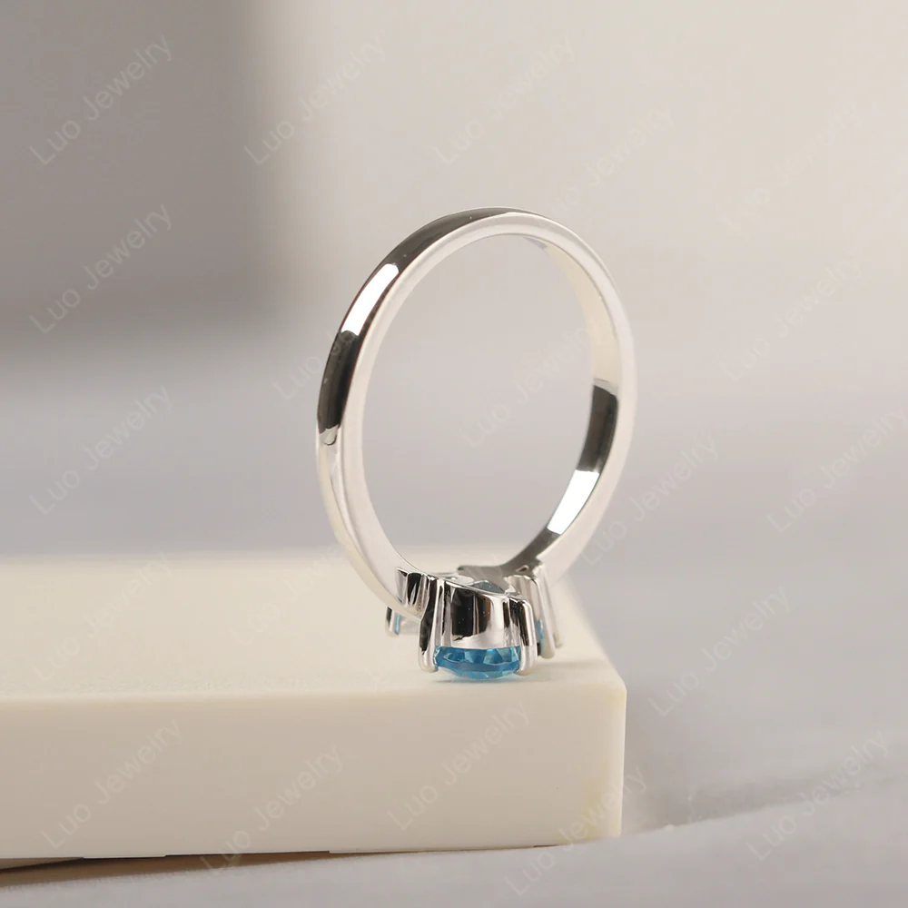 Swiss Blue Topaz Bee Engagement Ring - Image 4