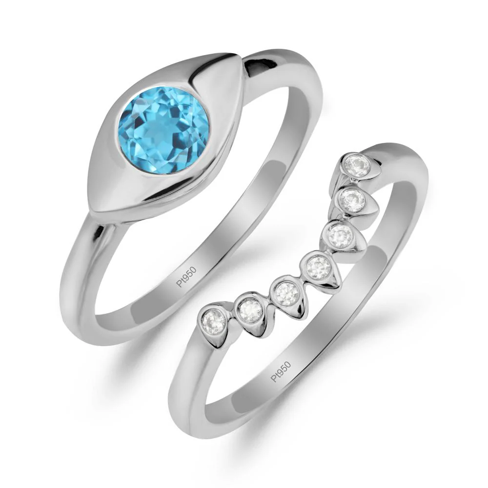 Swiss Blue Topaz Evil Eye Ring Set - Image 3