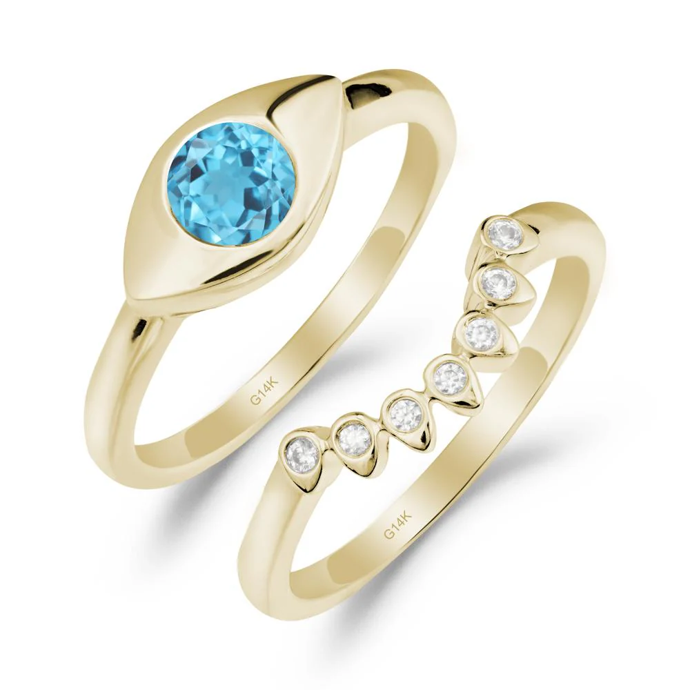 Swiss Blue Topaz Evil Eye Ring Set - Image 5