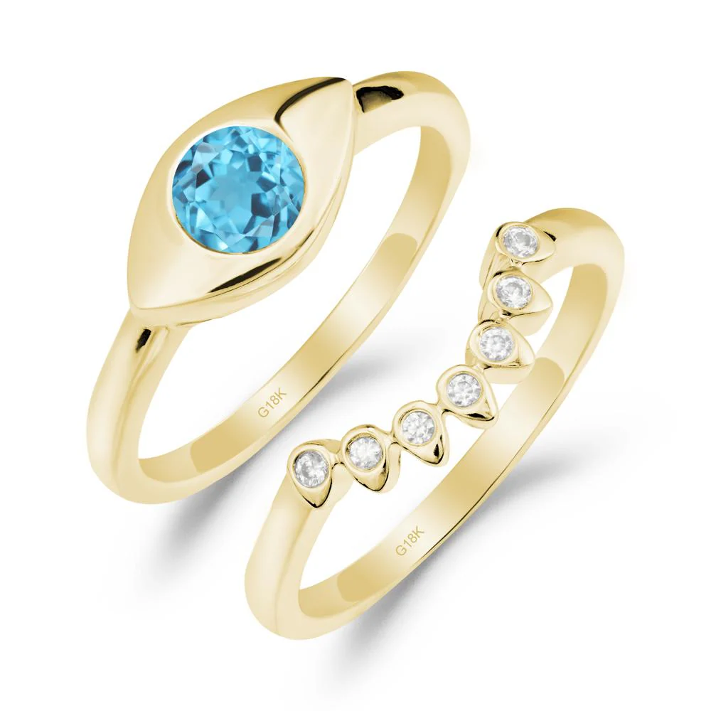 Swiss Blue Topaz Evil Eye Ring Set - Image 7