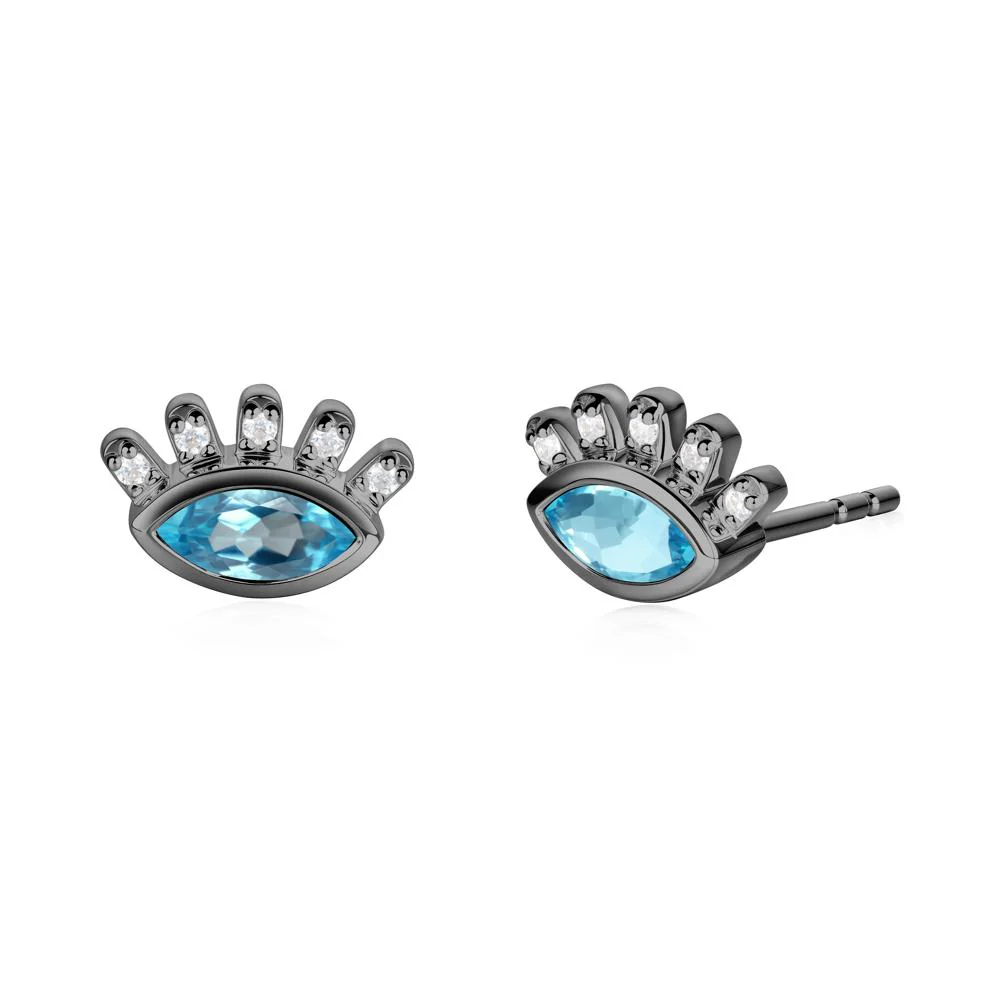 Swiss Blue Topaz Evil Eye Stud Earrings - Image 8