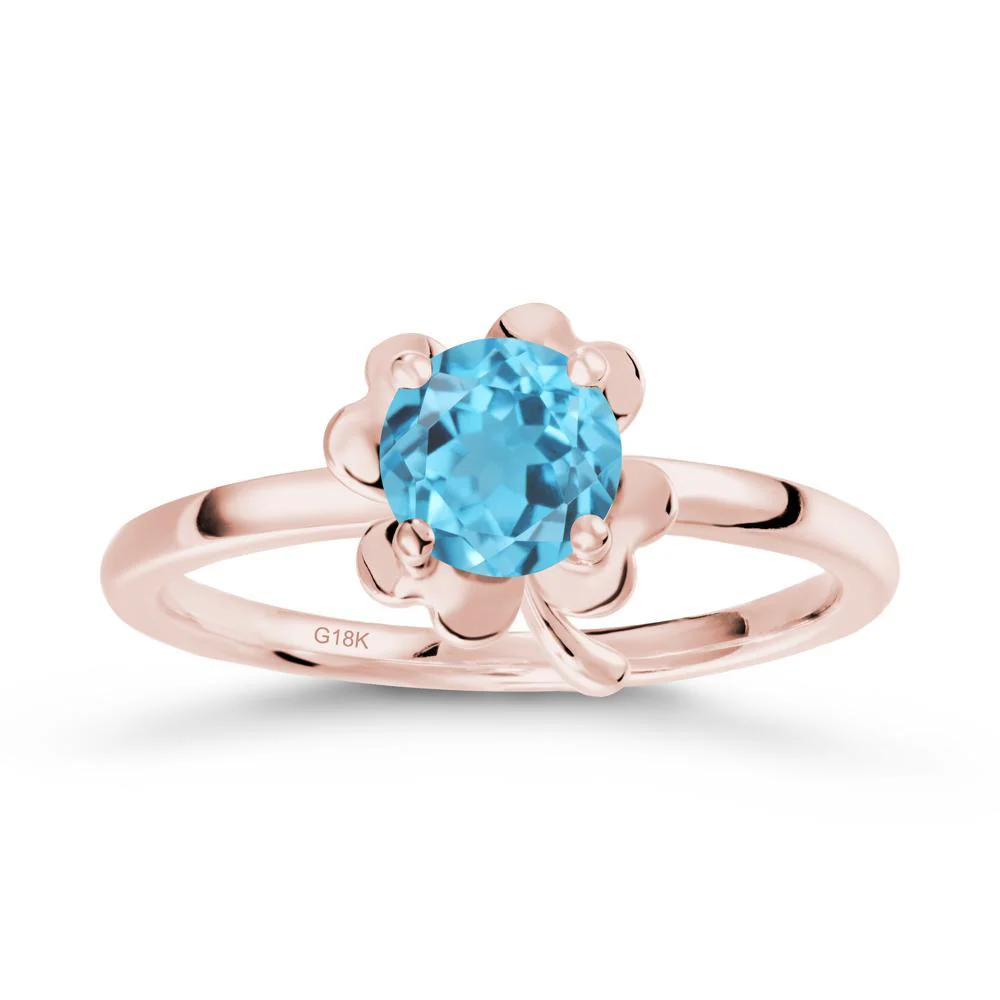 Swiss Blue Topaz Four Leaf Clover Creative Ring - Image 4