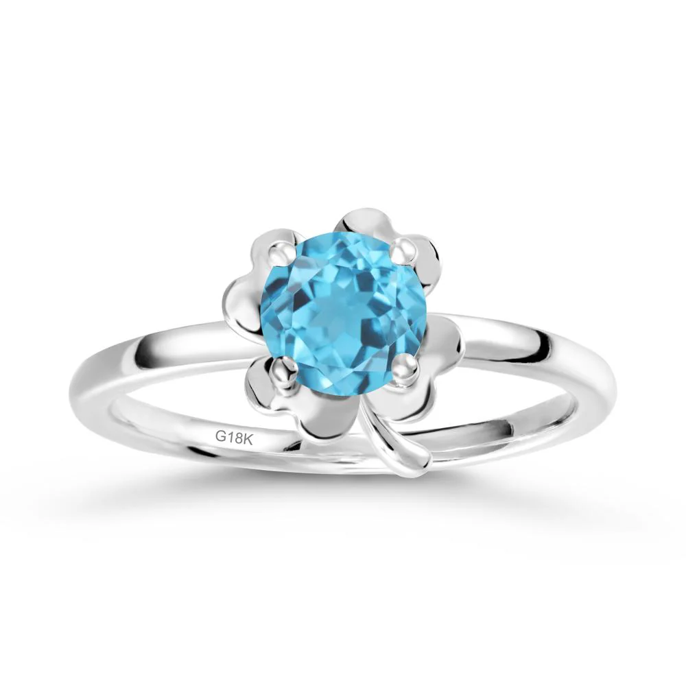 Swiss Blue Topaz Four Leaf Clover Creative Ring - Image 5