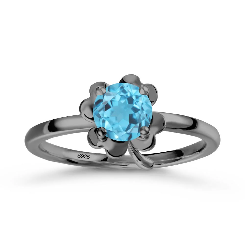 Swiss Blue Topaz Four Leaf Clover Creative Ring - Image 7
