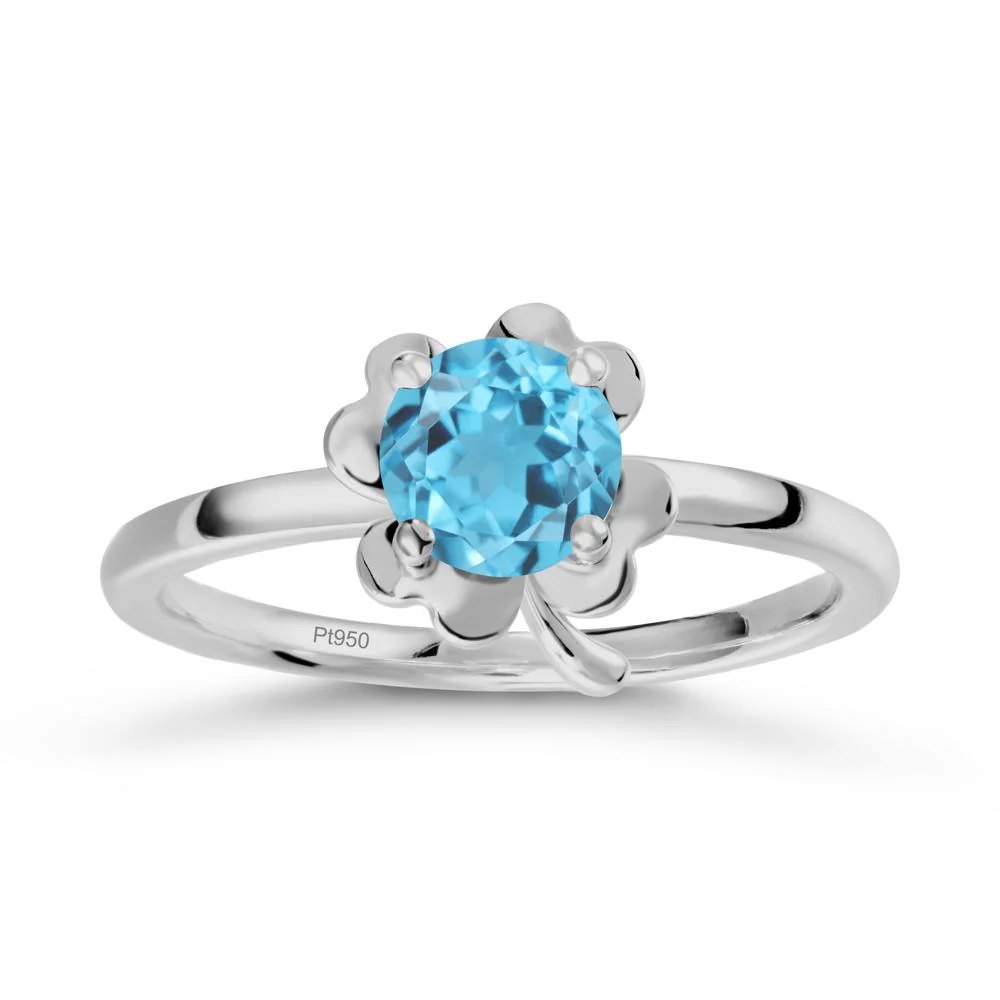 Swiss Blue Topaz Four Leaf Clover Creative Ring - Image 8