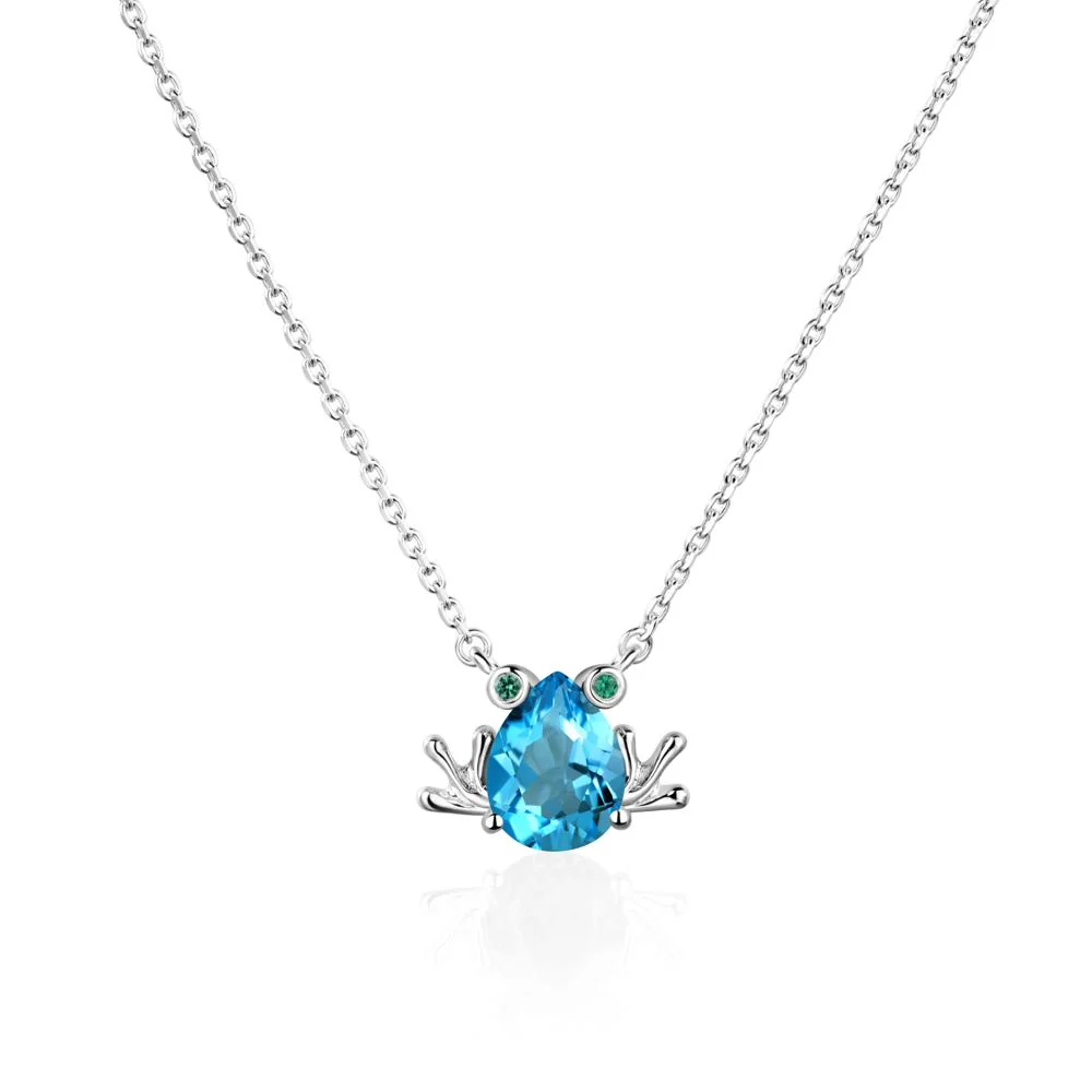 Swiss Blue Topaz Frog Necklace - Image 3