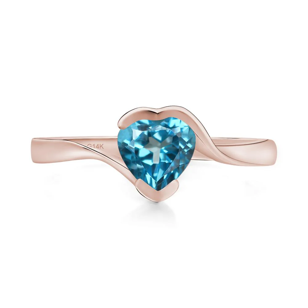 Heart Swiss Blue Topaz Solitaire Engagement Ring - Image 5