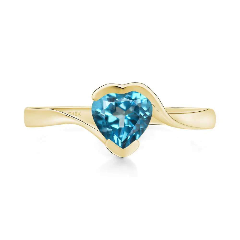 Heart Swiss Blue Topaz Solitaire Engagement Ring - Image 8