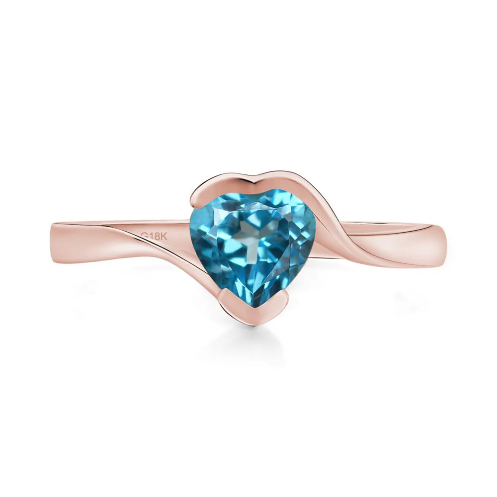 Heart Swiss Blue Topaz Solitaire Engagement Ring - Image 9