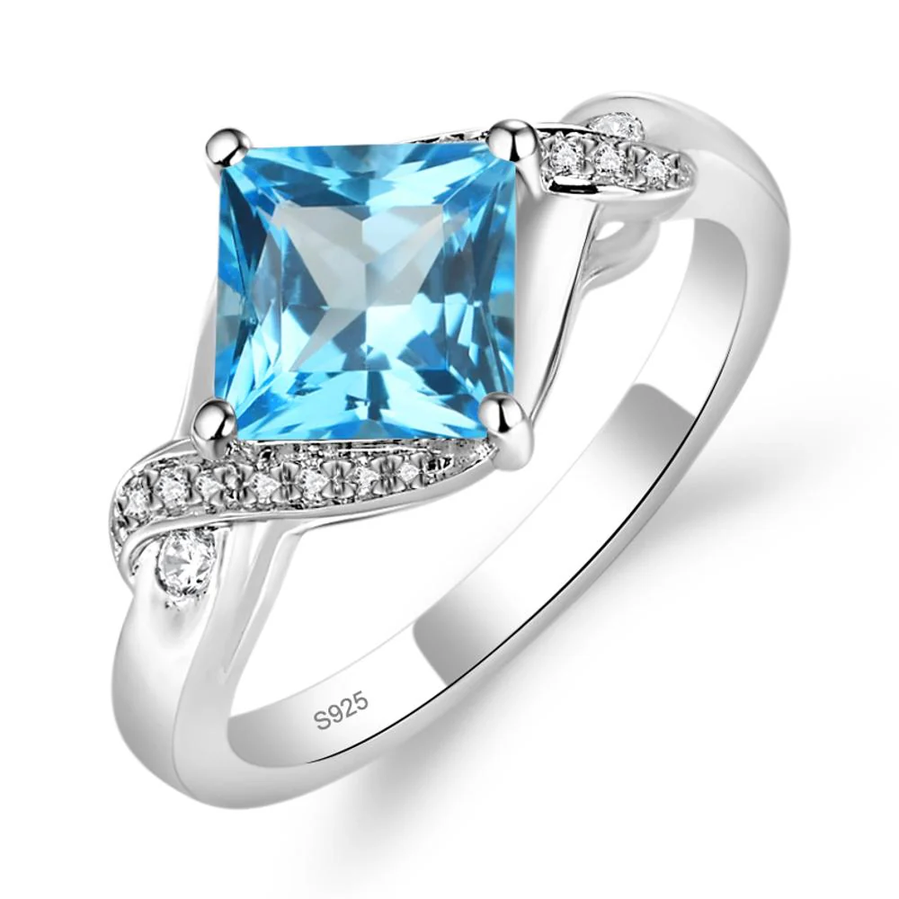 Swiss Blue Topaz Twisted Promise Ring - Image 2