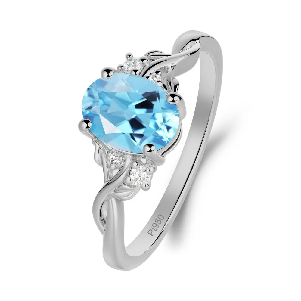 Swiss Blue Topaz Leaf Twist Engagement Ring - Image 9