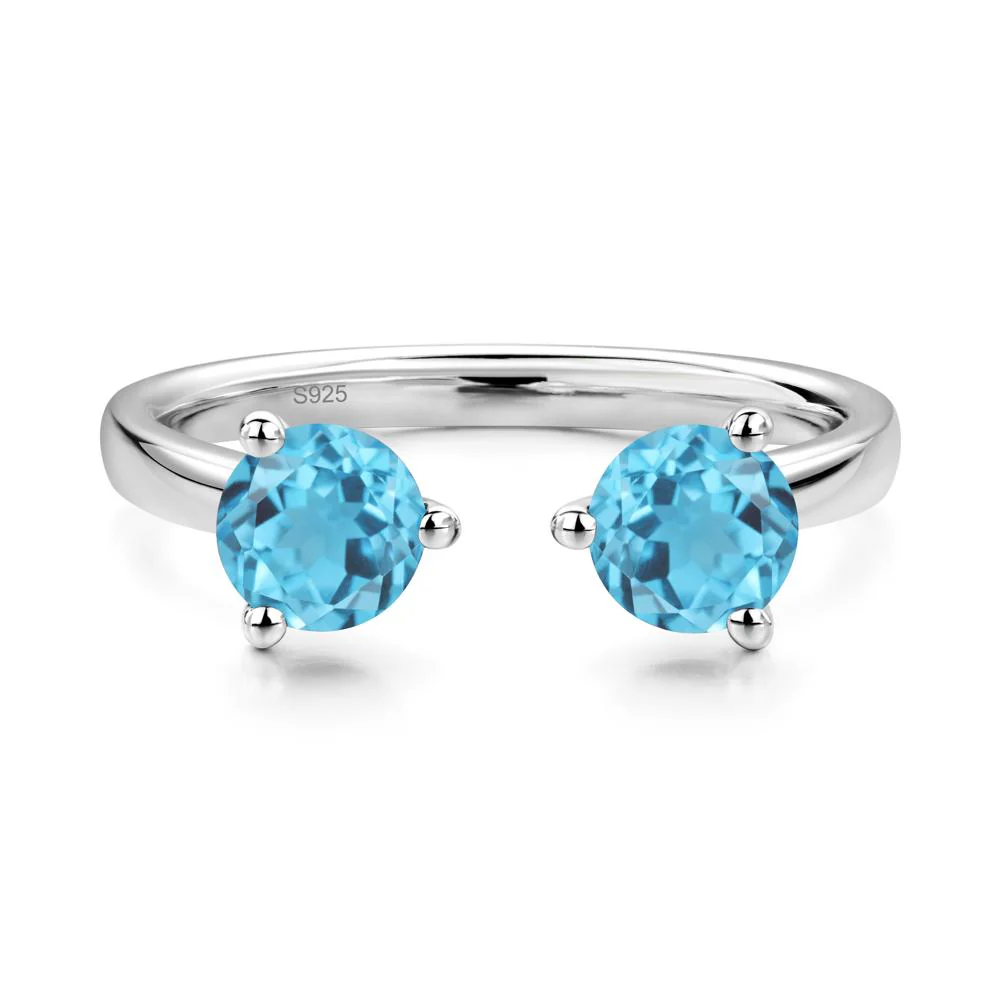 Swiss Blue Topaz Open Toi Et Moi Ring