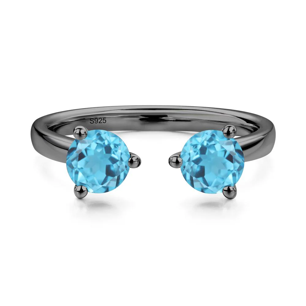 Swiss Blue Topaz Open Toi Et Moi Ring - Image 2