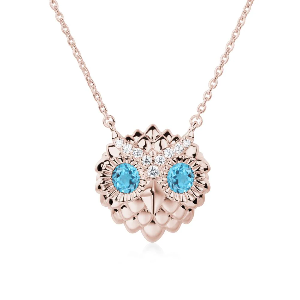 Swiss Blue Topaz Owl Necklace