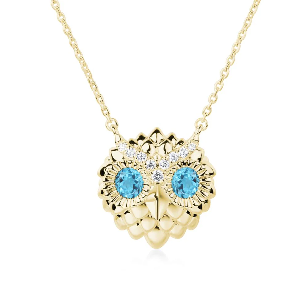Swiss Blue Topaz Owl Necklace - Image 6