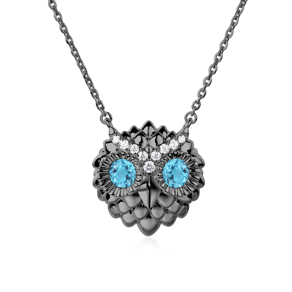 Swiss Blue Topaz Owl Necklace - Image 8