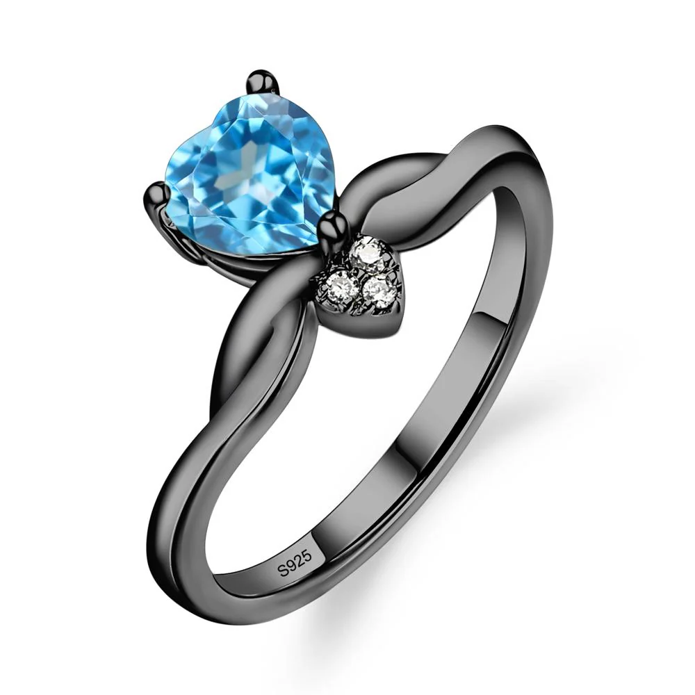 Swiss Blue Topaz Twisted Heart Ring