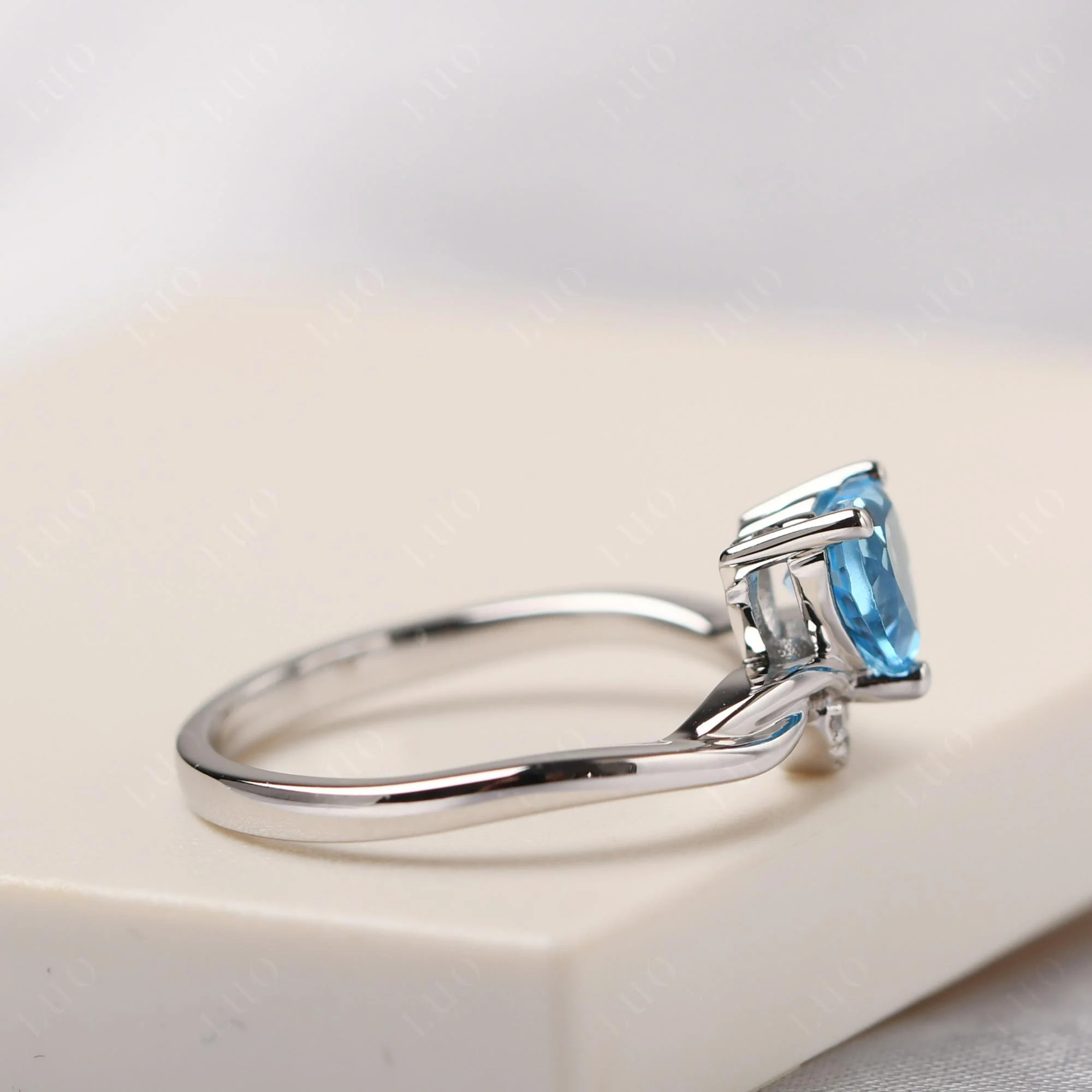 Swiss Blue Topaz Twisted Heart Ring - Image 13