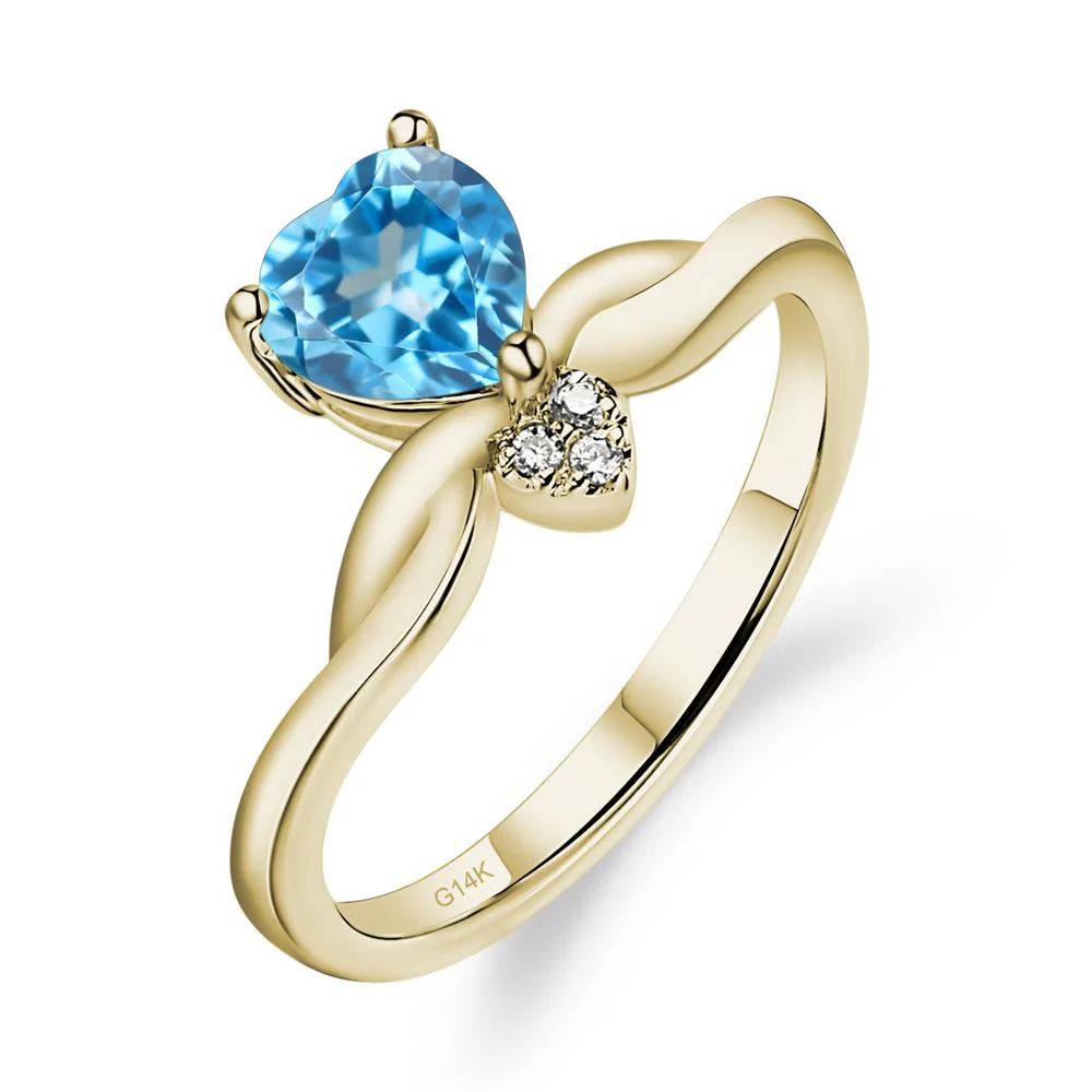 Swiss Blue Topaz Twisted Heart Ring - Image 4