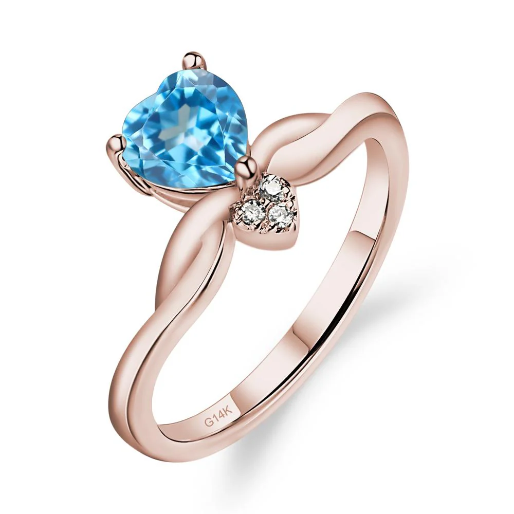 Swiss Blue Topaz Twisted Heart Ring - Image 5