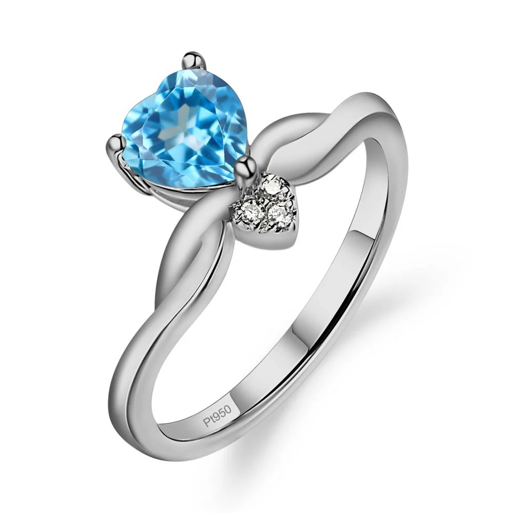 Swiss Blue Topaz Twisted Heart Ring - Image 6