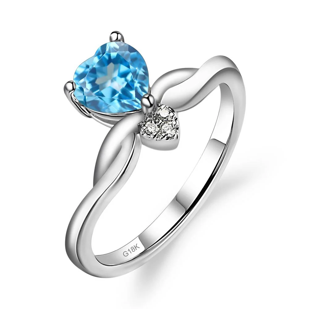 Swiss Blue Topaz Twisted Heart Ring - Image 7