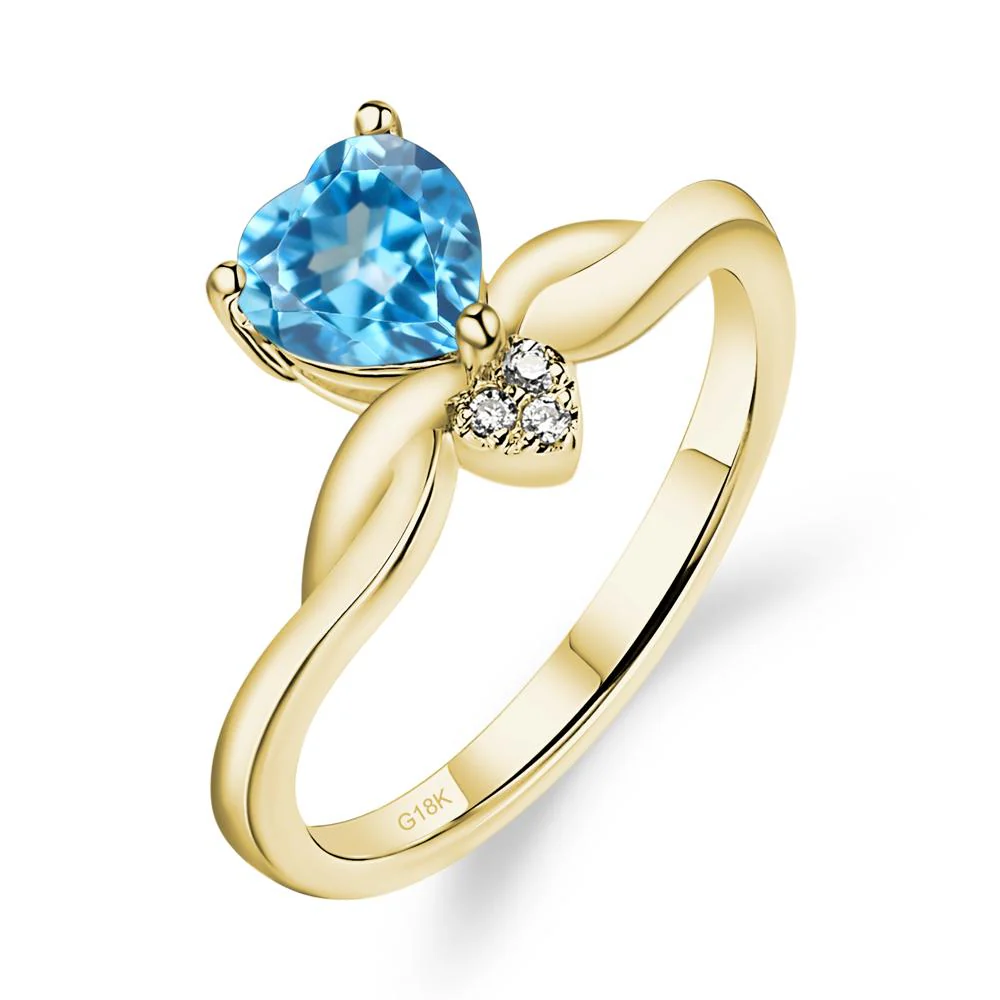Swiss Blue Topaz Twisted Heart Ring - Image 8