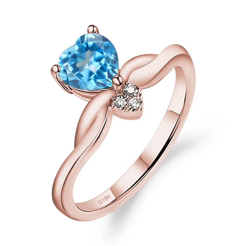 Swiss Blue Topaz Twisted Heart Ring - Image 9