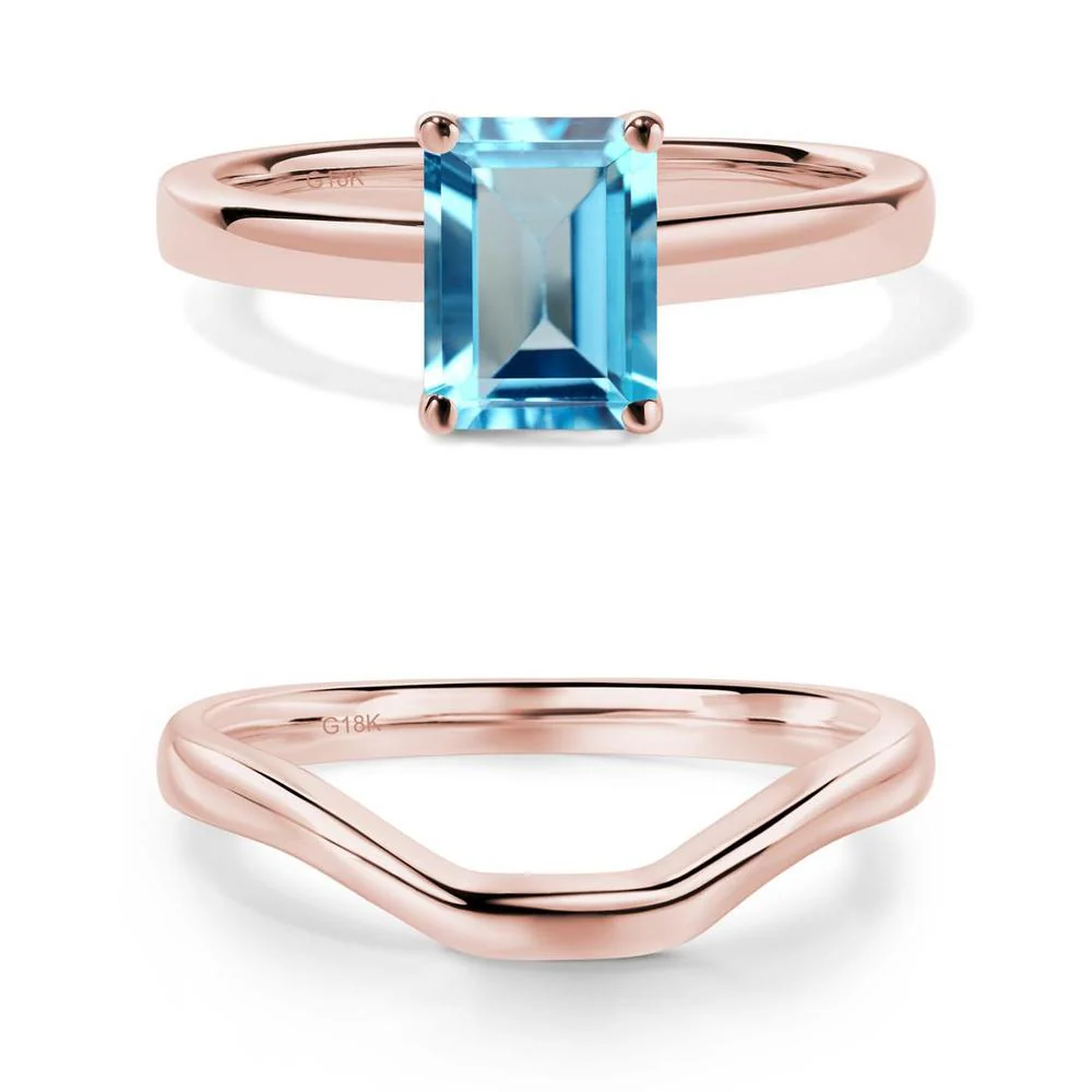 Emerald Cut Swiss Blue Topaz Solitaire Ring - Image 13