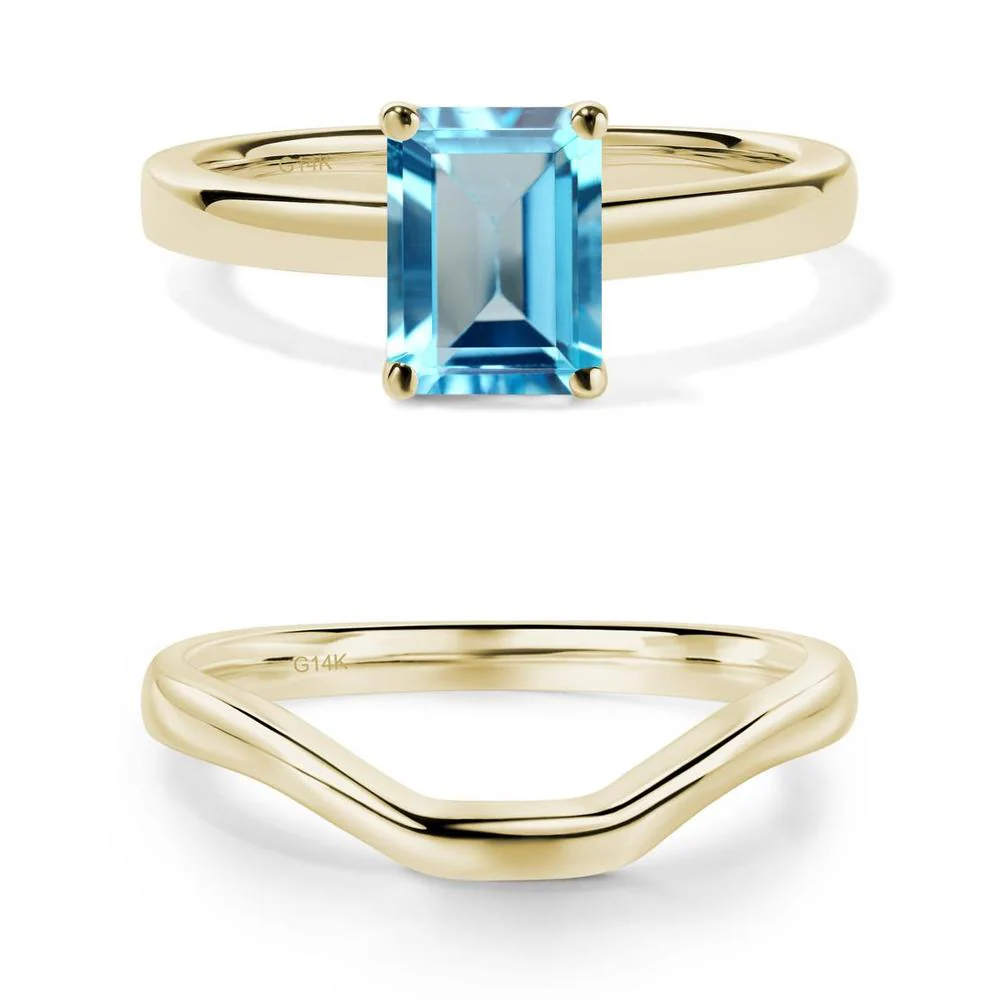 Emerald Cut Swiss Blue Topaz Solitaire Ring - Image 15