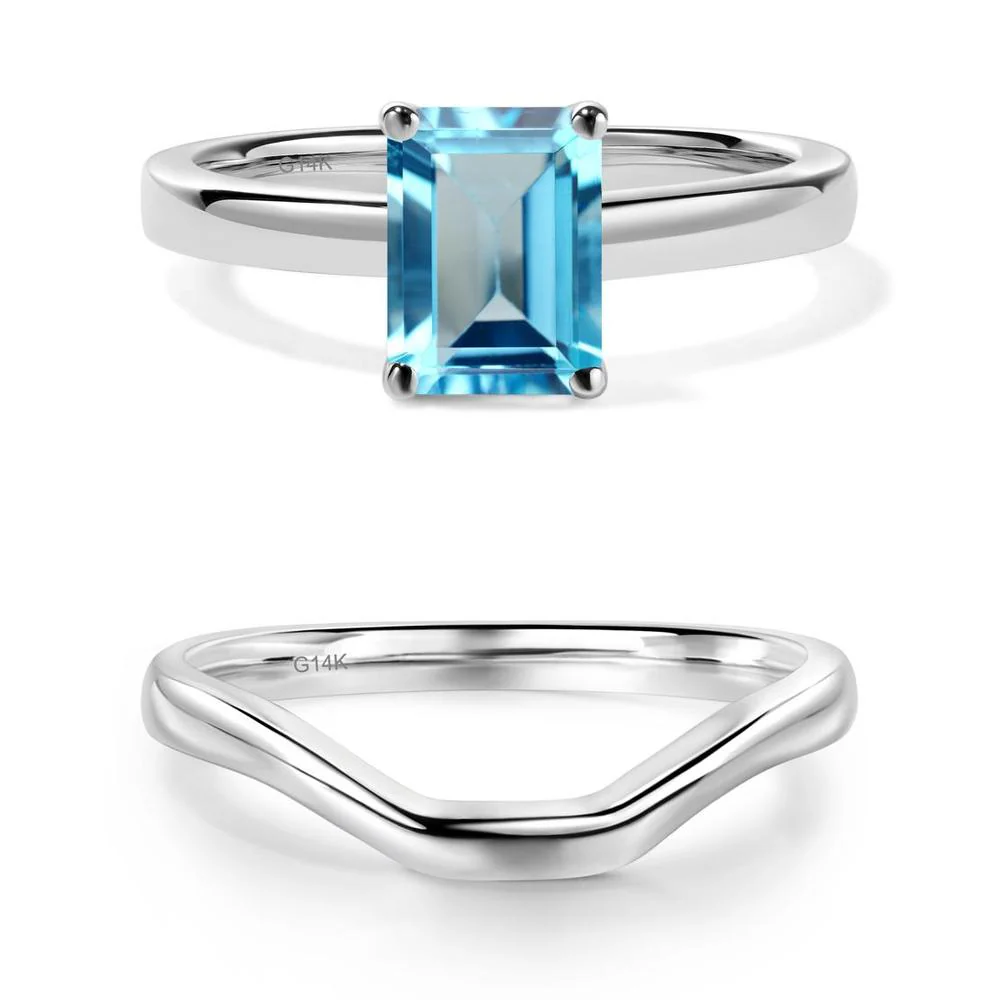 Emerald Cut Swiss Blue Topaz Solitaire Ring - Image 25