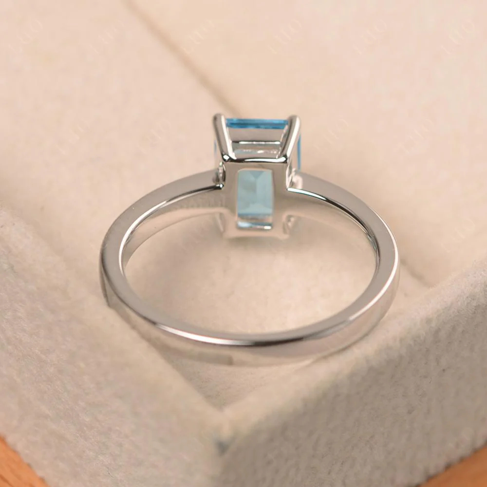 Emerald Cut Swiss Blue Topaz Solitaire Ring - Image 31