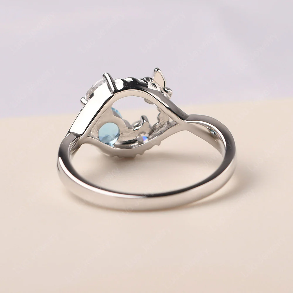 Swiss Blue Topaz Floral Cluster Ring - Image 3