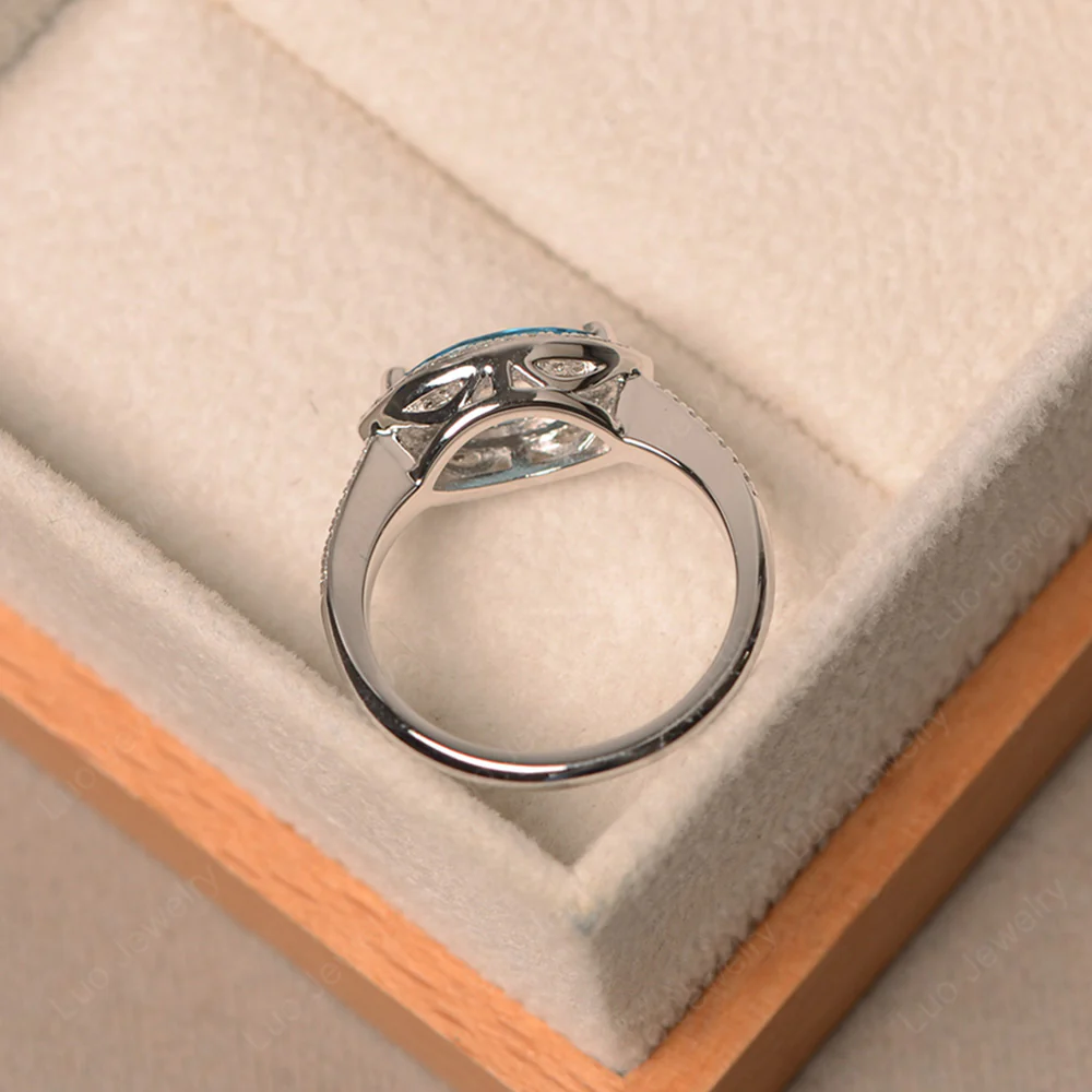Swiss Blue Topaz Marquise Halo Ring - Image 3
