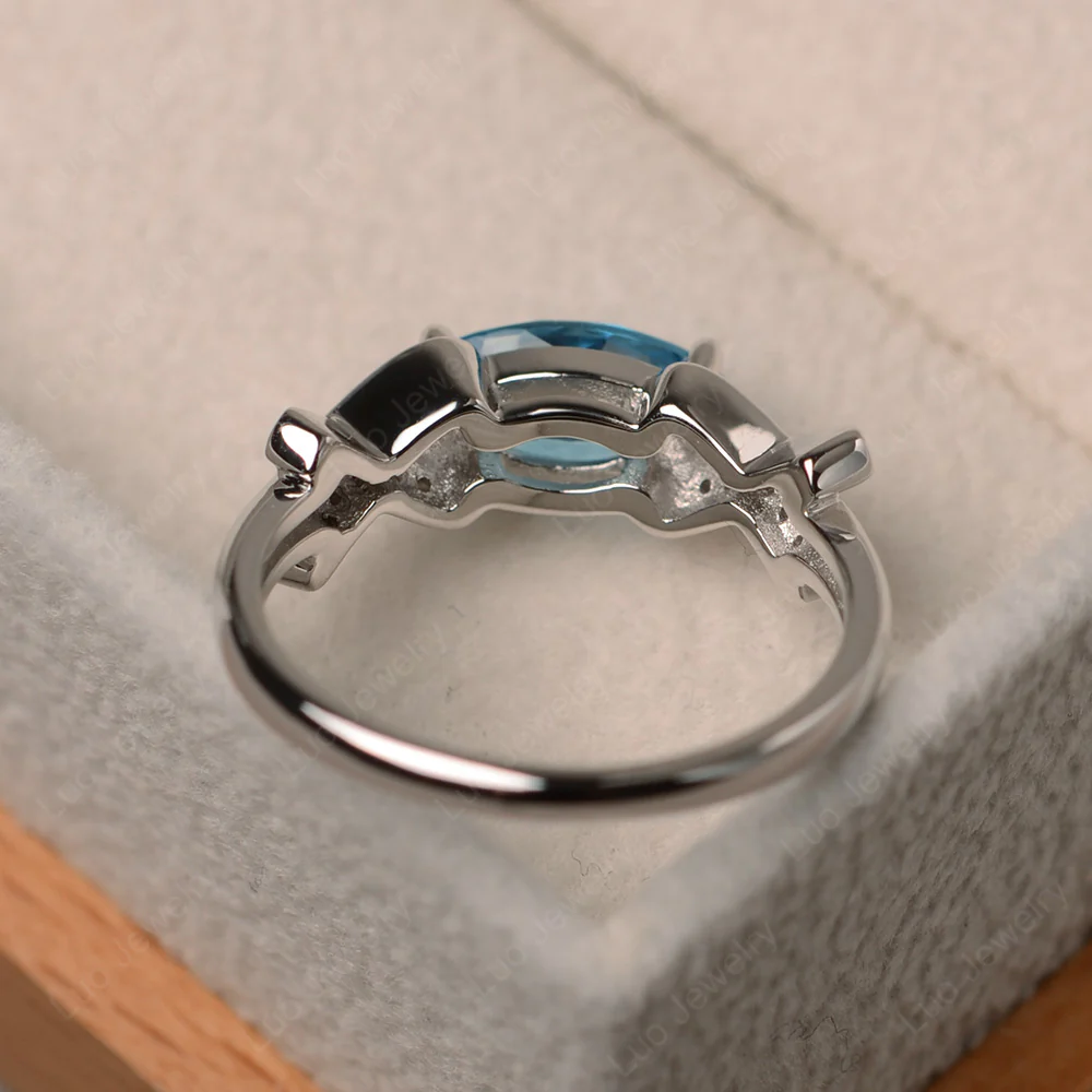 Swiss Blue Topaz East West Criss Cross Ring - Image 3