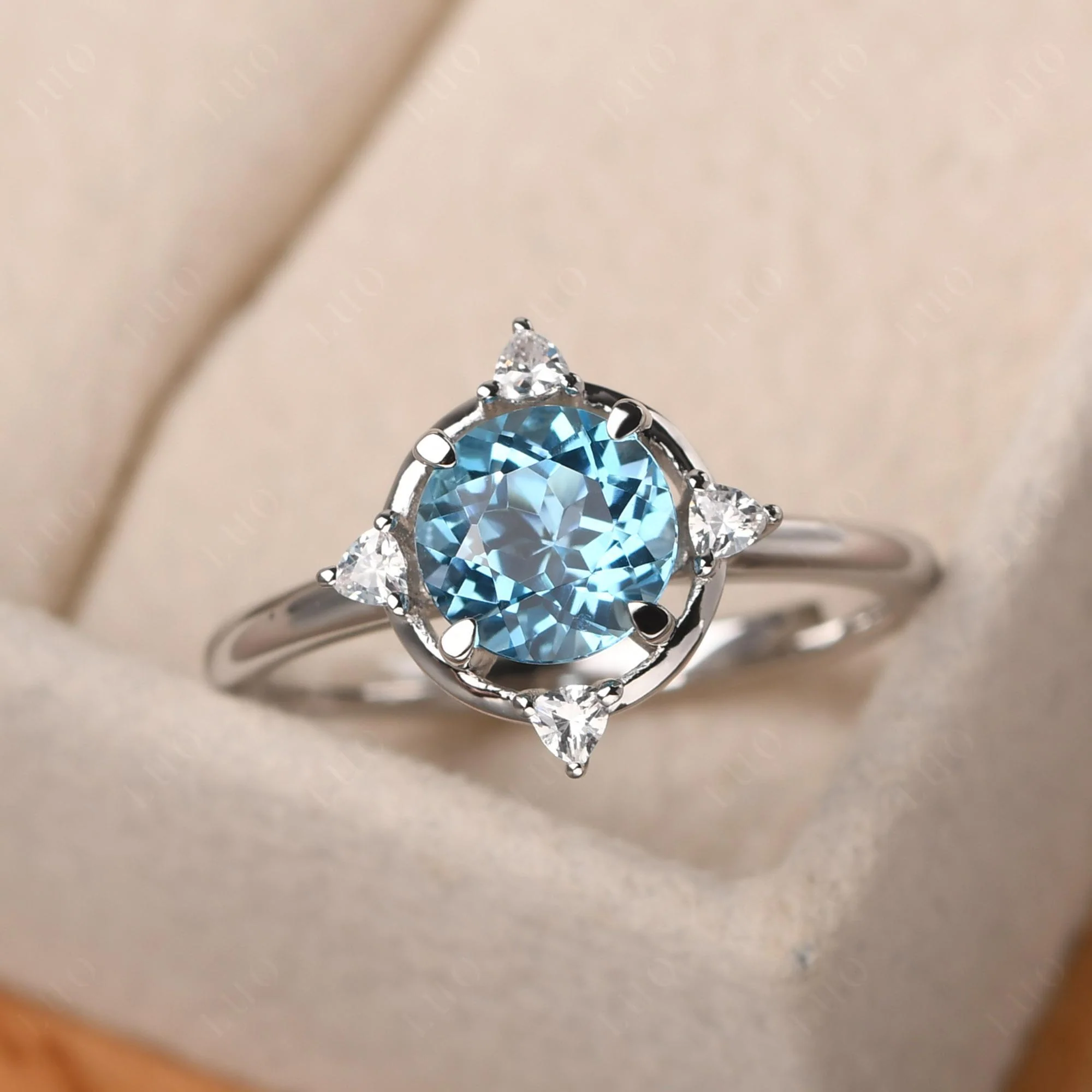 Swiss Blue Topaz North Star Engagement Ring - Image 10