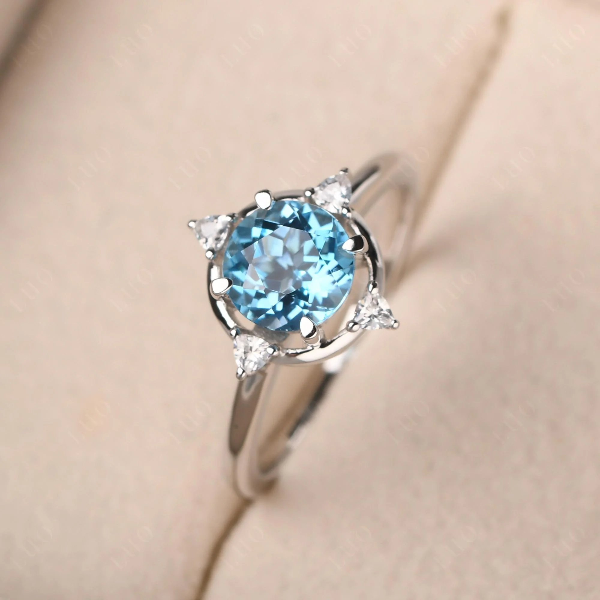 Swiss Blue Topaz North Star Engagement Ring - Image 11