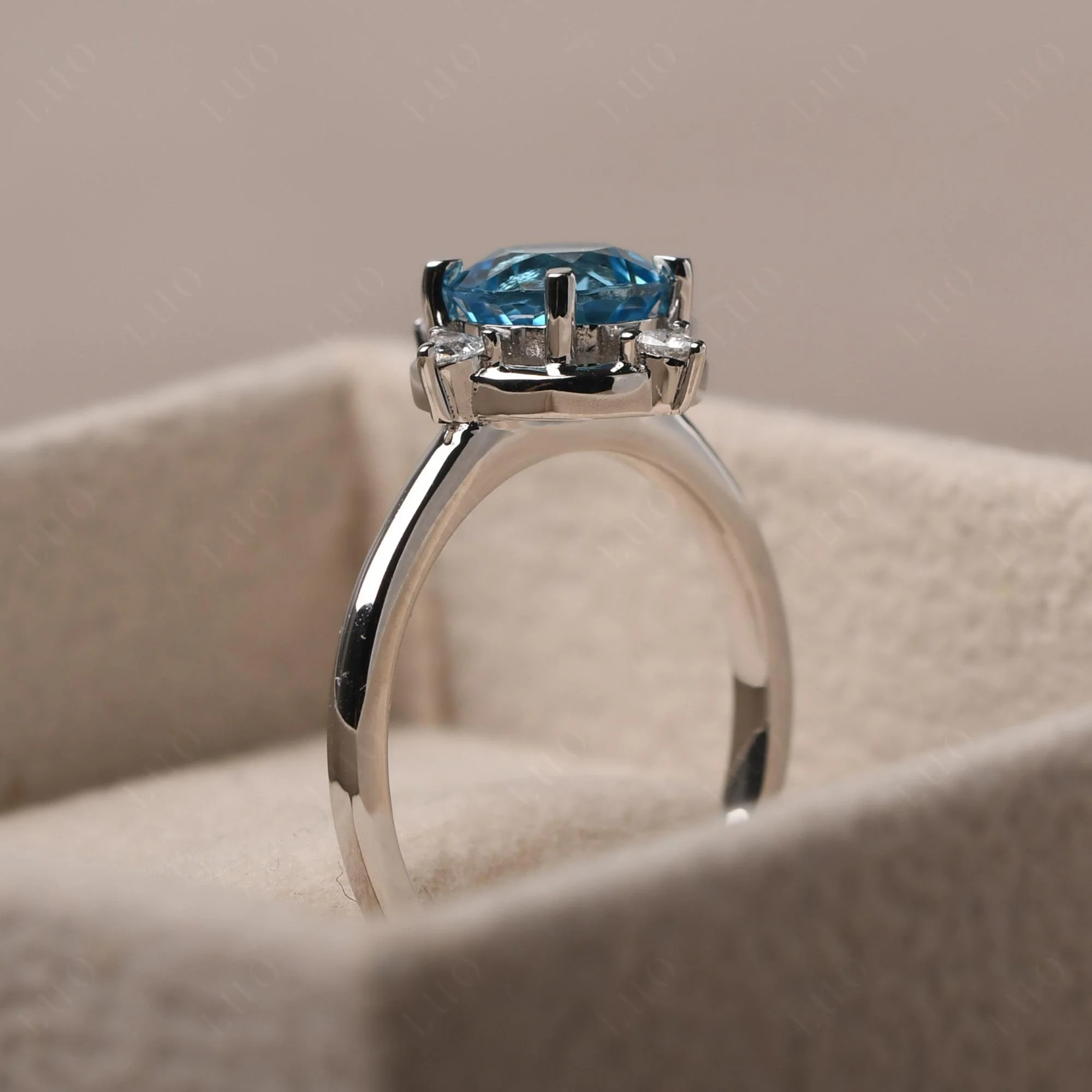 Swiss Blue Topaz North Star Engagement Ring - Image 14