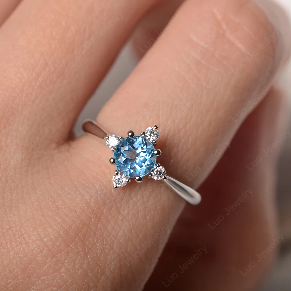Swiss Blue Topaz Polaris Engagement Ring - Image 5