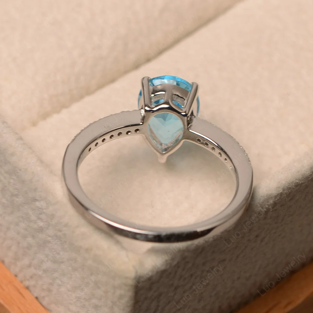 Swiss Blue Topaz Pear Pave Ring - Image 3
